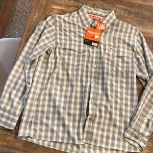Men’s new Large Simms Pewter Plaid shirt